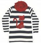 Svetrík JM 288 béžový modrý pás zdobenie kamienky 104