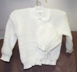 Komplet 2 dielny JN 443 white biela čiapka kabátik Baby B 68