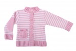 Svetrík JM 168 pink ružový a biely pásik 80