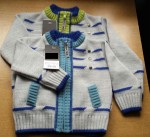 Svetrík JN 302 grey šedá so zelenou zips 80