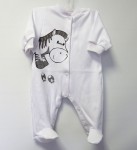 Dupačky dlhý rukáv bavlna hladká potlač white biela zebra 62