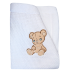 628/1 75x90 velur + bavlna výšivka white biela deka