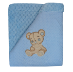 628/2 75x90 soft + bavlna výšivka blue modrá deka