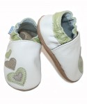 Capačky BE 001 kožené Srdiečka white biela 18/19  6-12 mes.