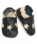 Capačky BE 015 kožené Hviezda black čierna 16/17  0-6 mes