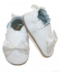 Capačky BE 016 kožené Mašlička white biela 16/17 0-6 mes. 12 cm