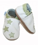 Capačky BE 002 kožené Hviezdičky white biela 17/18  0-6 cmes.