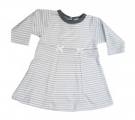 Šaty dlhý rukáv HX 001 šedý pásik lemovka čierno šedá 62/68