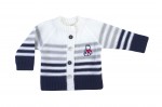 Svetrík JM 179 biela so šedým, modrým pásikom 62