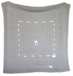 Pled 02 80x90 grey šedá pletená deka so šedou mašličkou