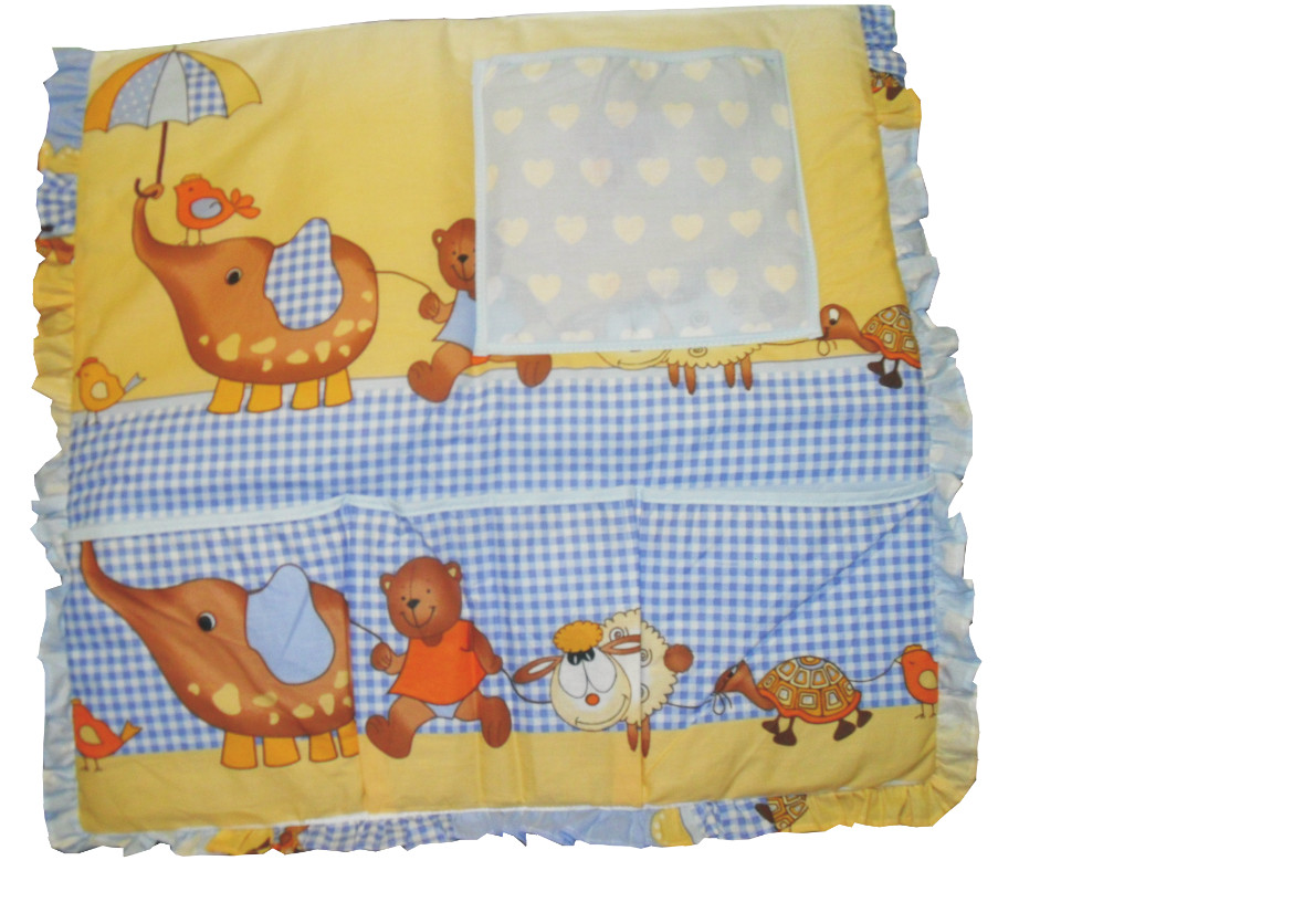 Vreckovník na postieľku  potlač modrá K sloník