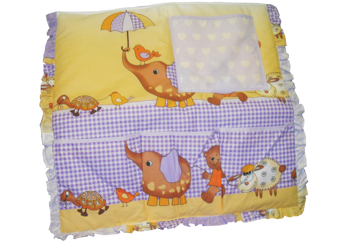 Vreckovník na postieľku  potlač fialová K sloník