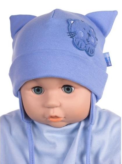 Čiapka WJ-Cz004 viazanie Mačička blue modrá  40 42 44