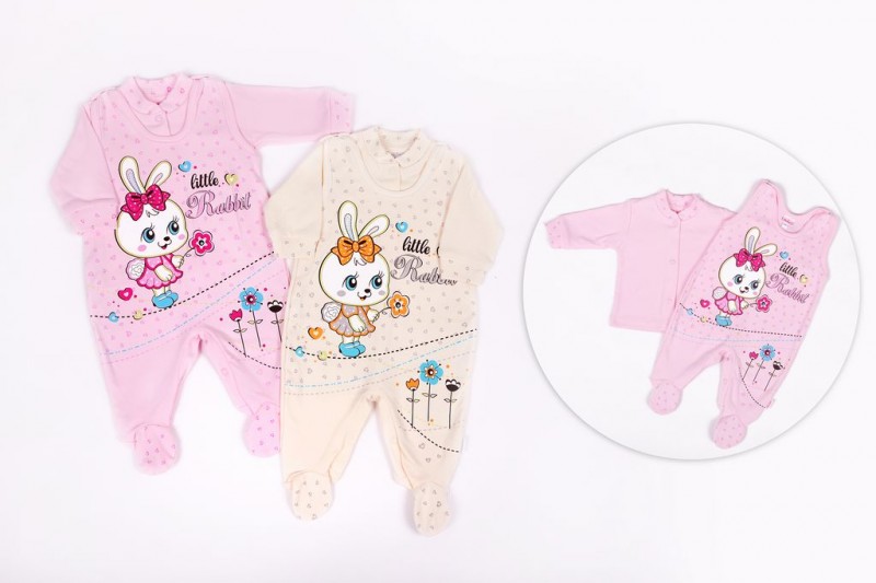 Komplet dupačky kabátikGM010 potlač pink ružová 56 62 68 74