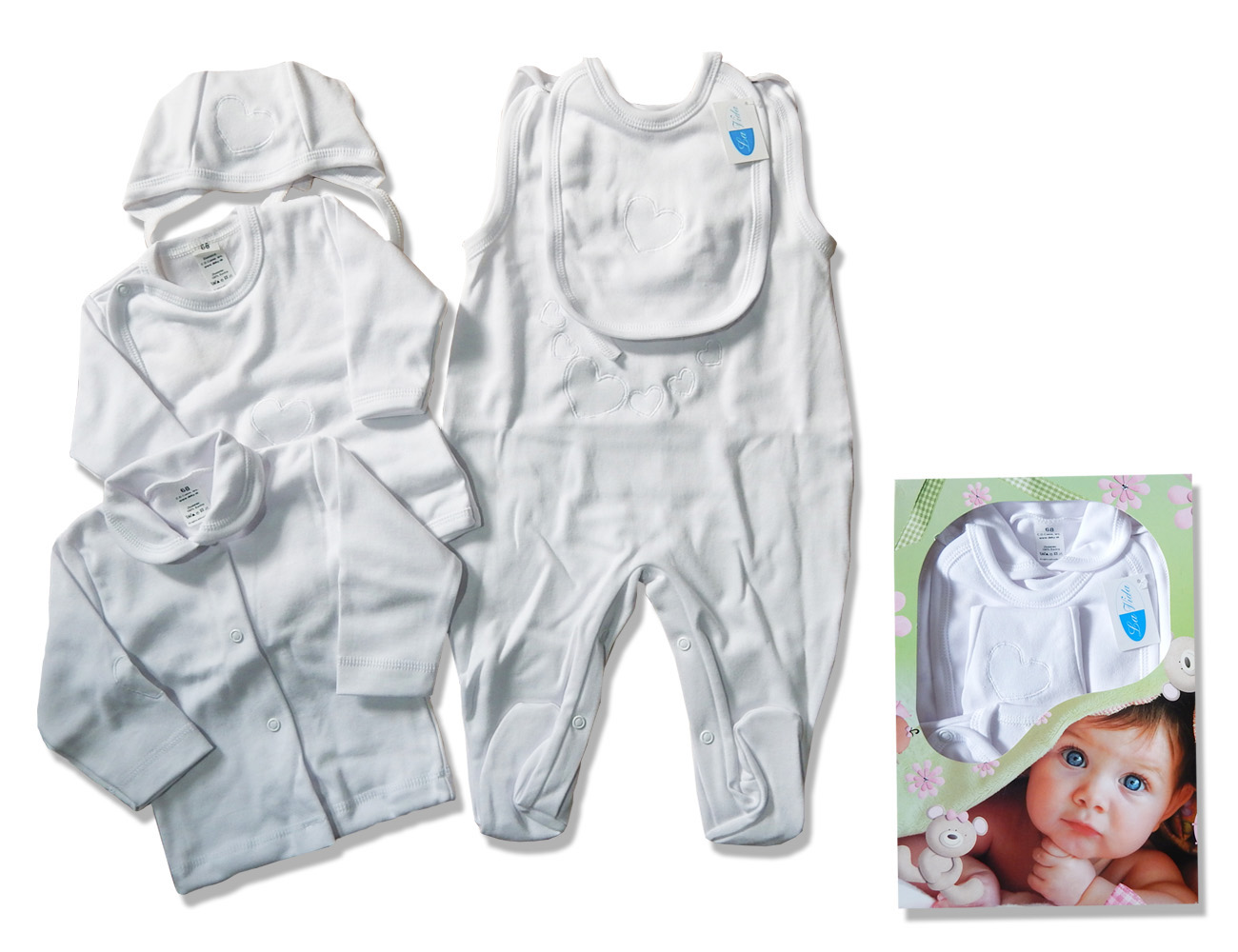 Komplet 5 dielny HX0041 bavlna béžová výšivka veľ. 68