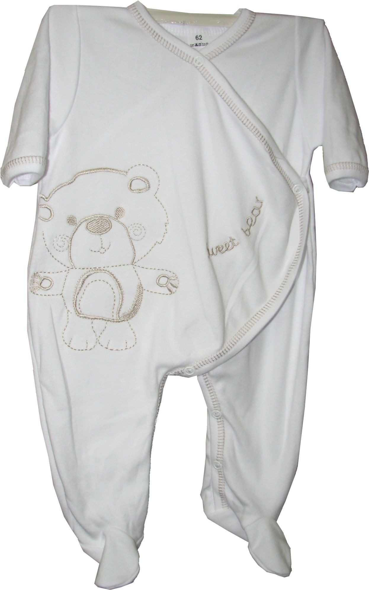 Dupačky dlhý rukáv HX0081 bavlna potlač biela Macko 56 62 68 74