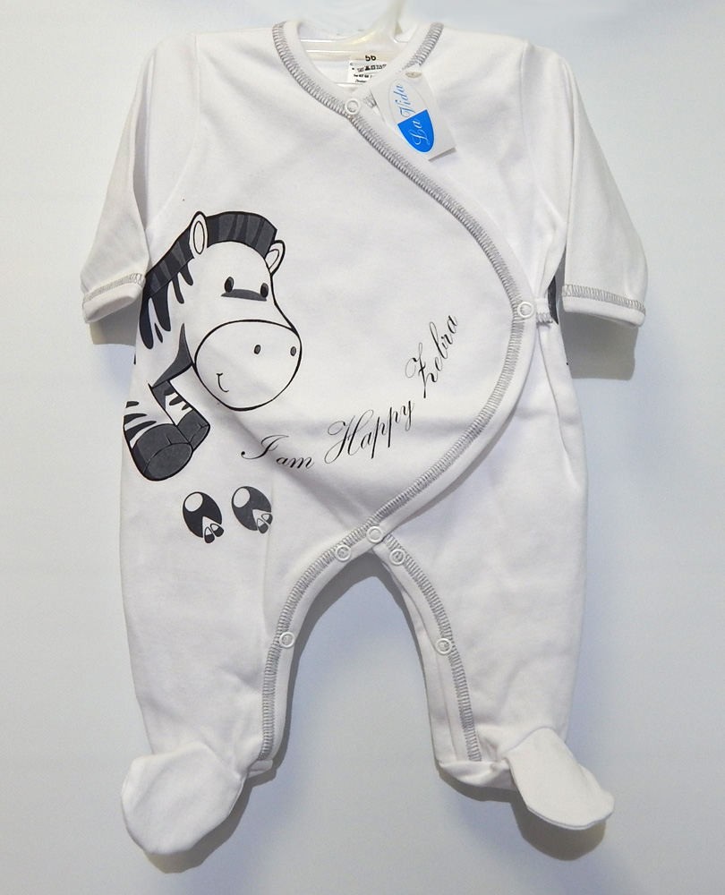 Dupačky dlhý rukáv HX prekladané bavlna biela  Zebra 62