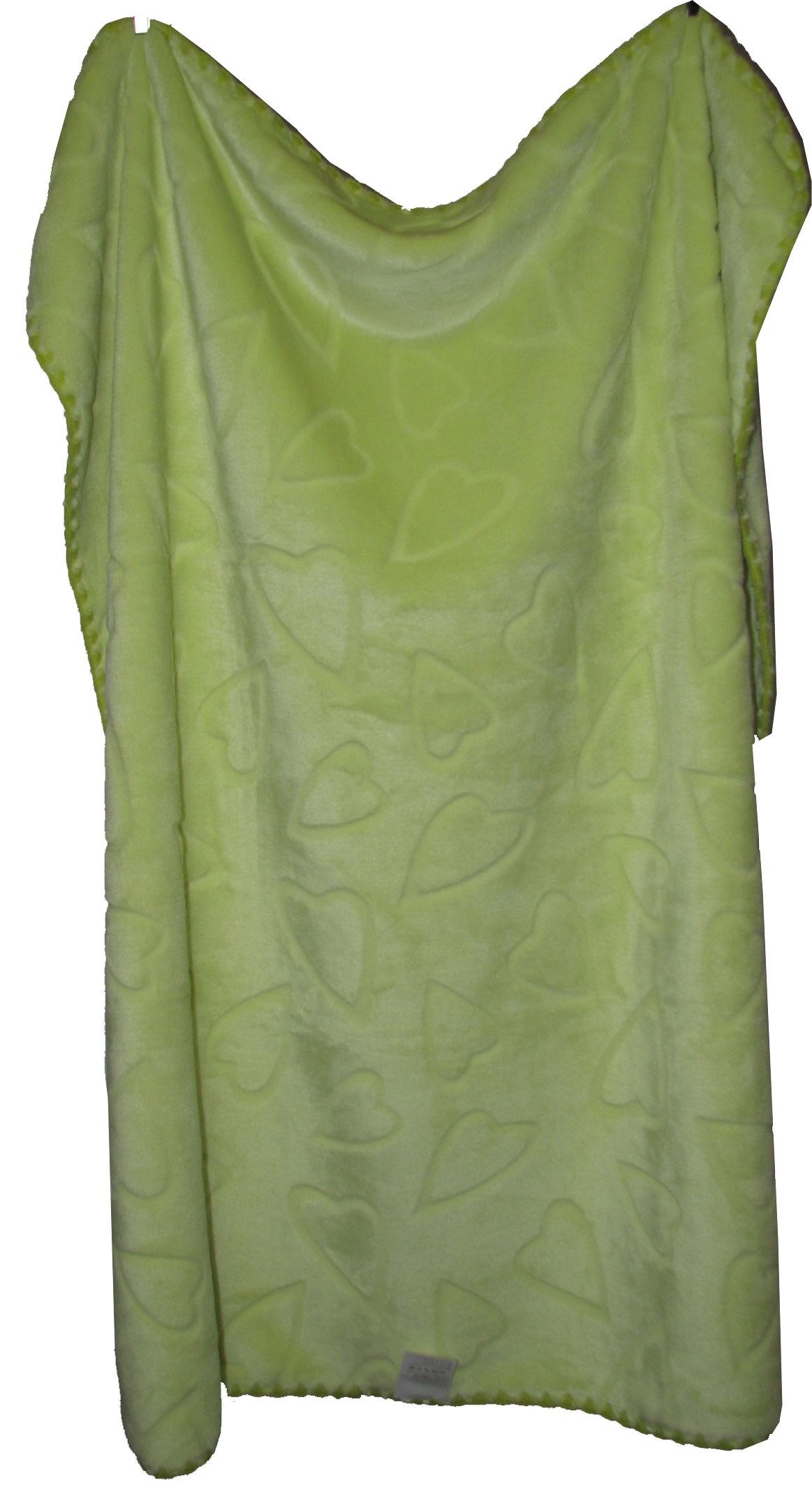 611 80x90 velur green zelená srdiečka deka