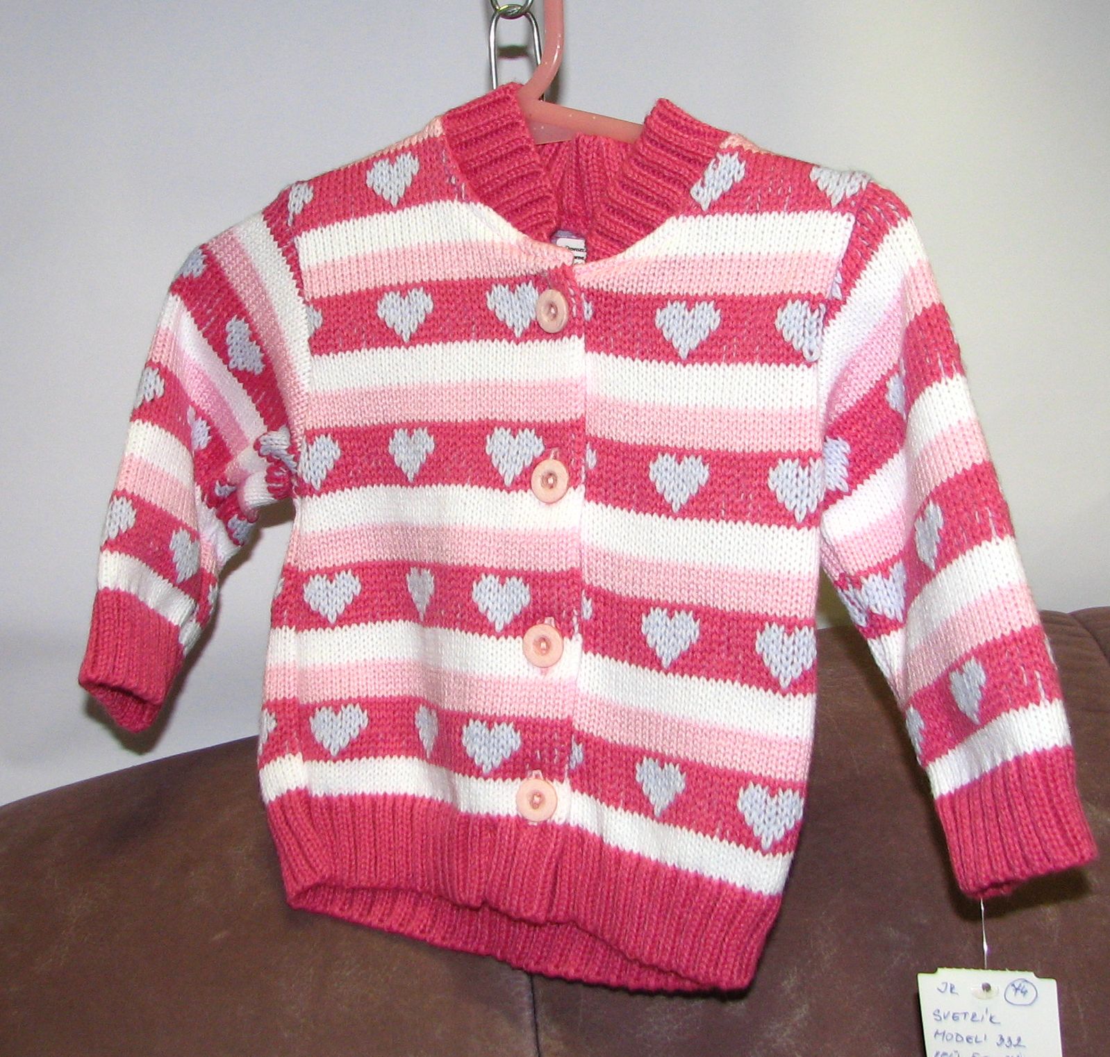 Svetrík JM 332 pink ružová srdiečko 80