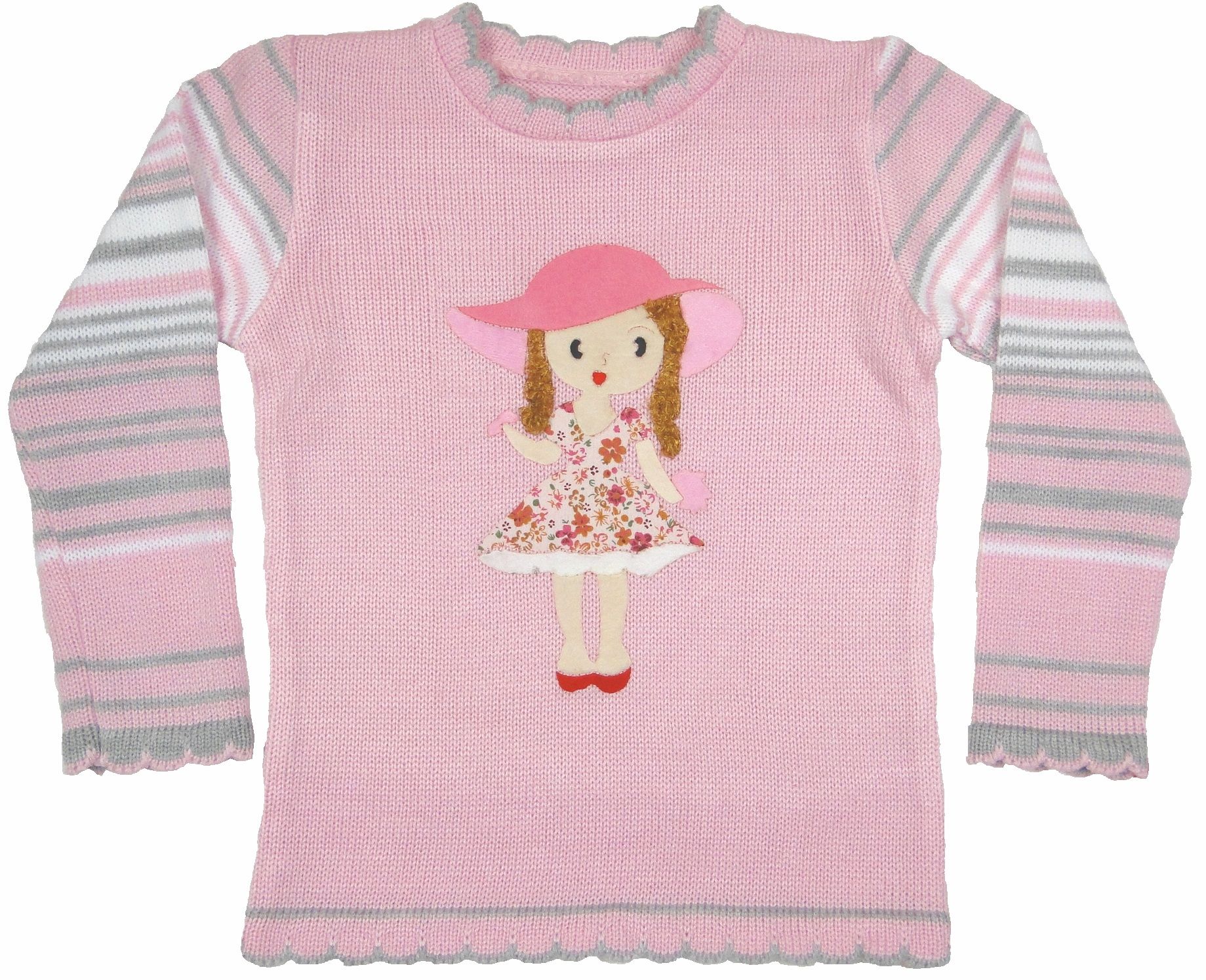 Svetrík JM 311 ružová zdobenie mašlička 104