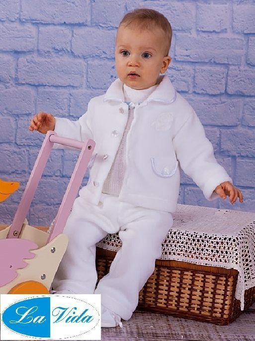 Komplet 3 dielny ND white biela kabát čiap nohavice Tulipan 80