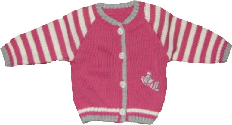 Svetrík JM 391 pásiky ružová nášivka 110