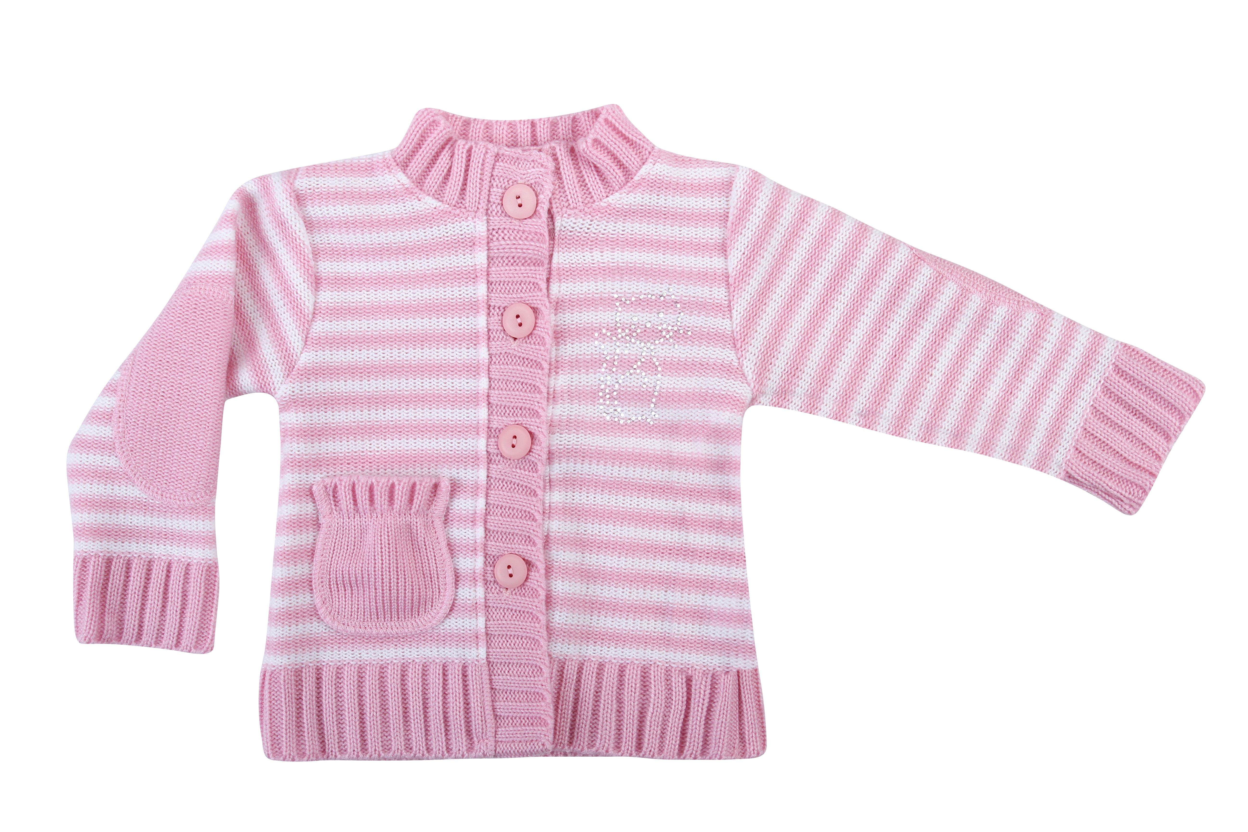 Svetrík JM 168 pink ružový a biely pásik 98