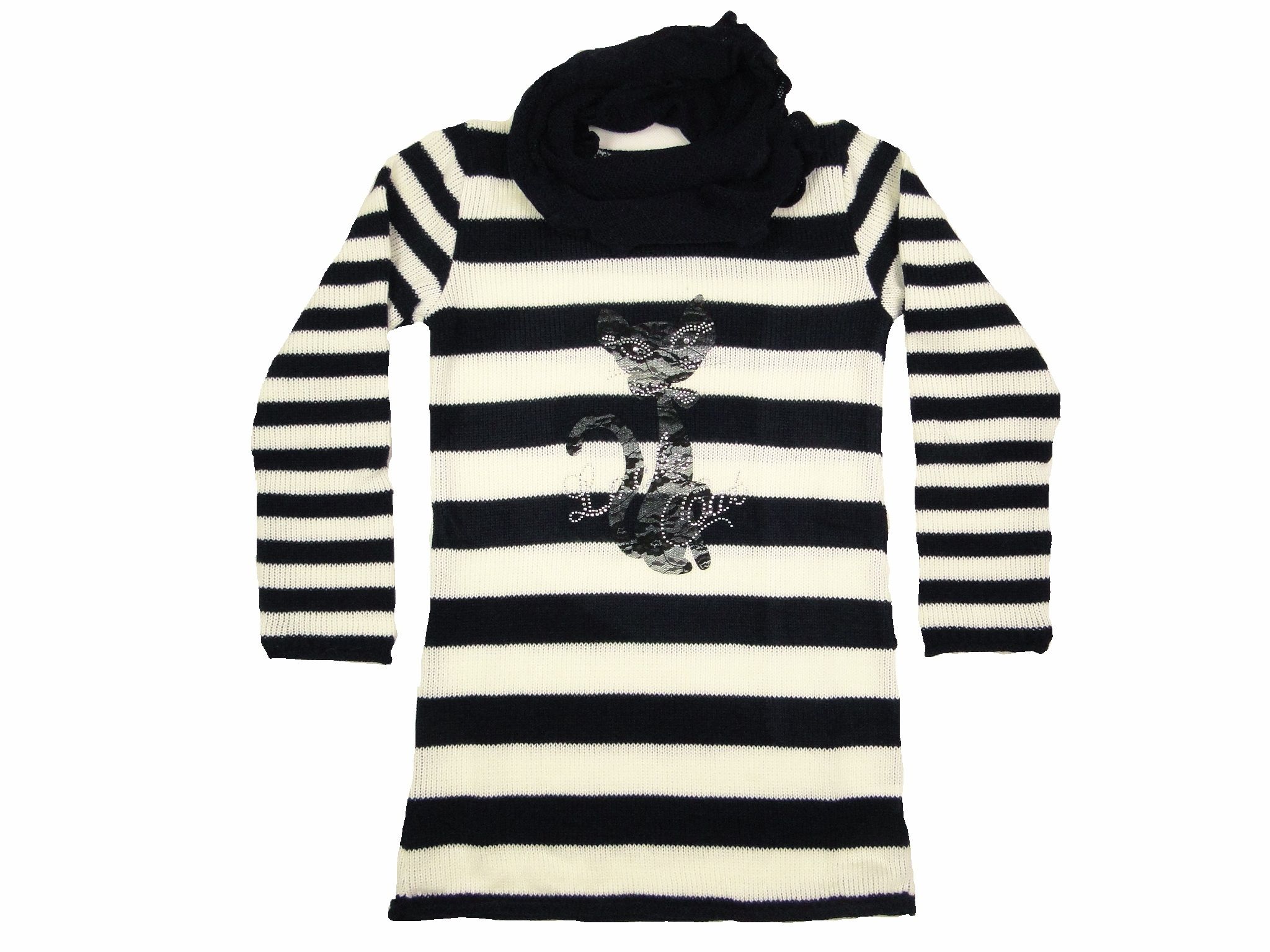 Svetrík JM 288 wenge hnedá pásik + šál 104