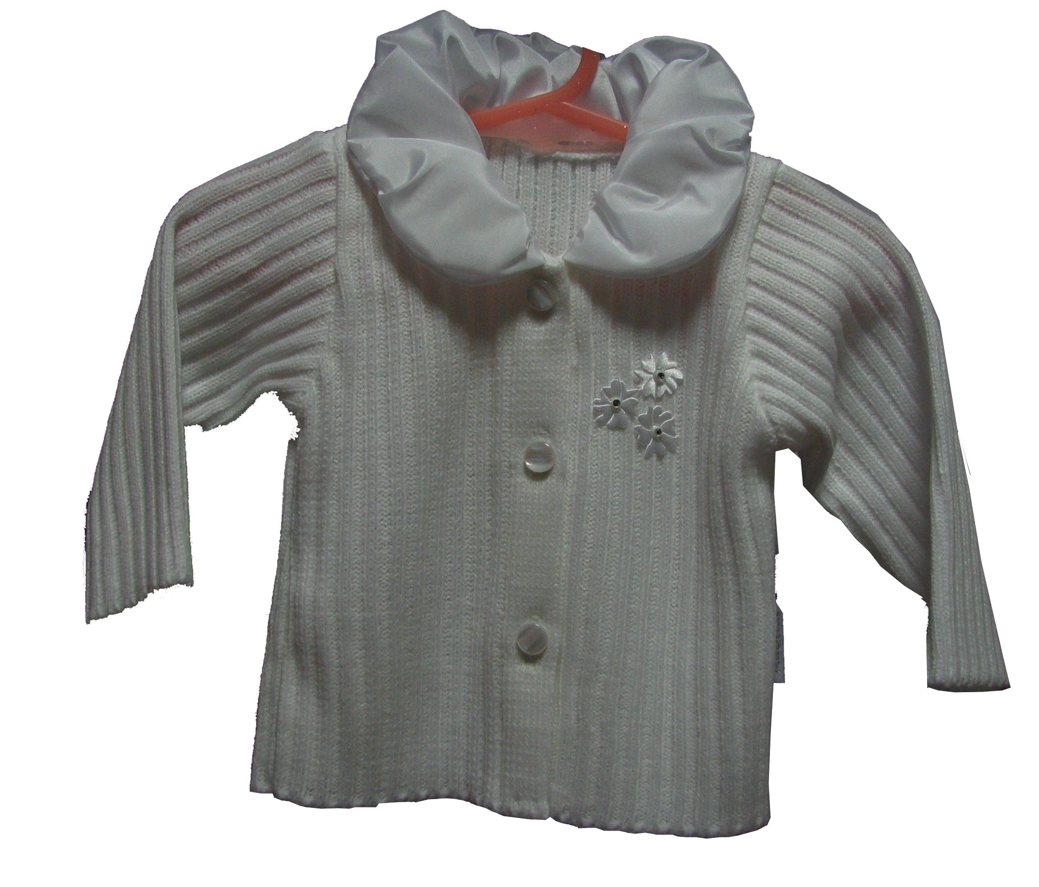 Svetrík RB 351 white biela saténový golier Ela 86