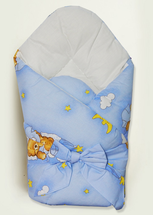 Zavinovačka hladká 80x80 potlač blue modrá K macko na mesiačiku