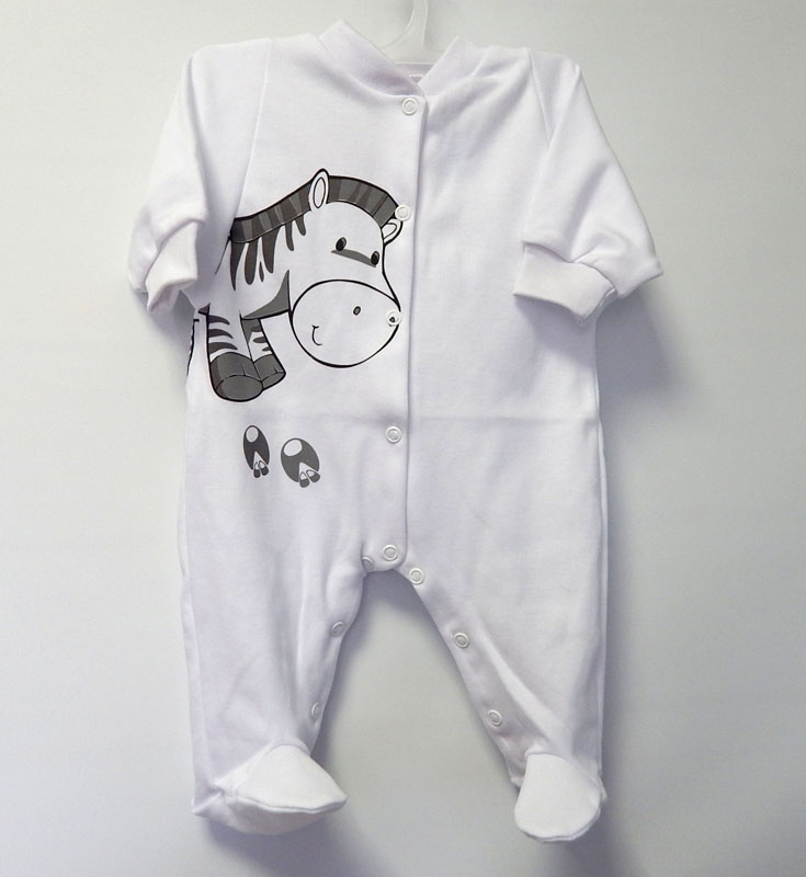 Dupačky dlhý rukáv bavlna hladká potlač white biela zebra 74