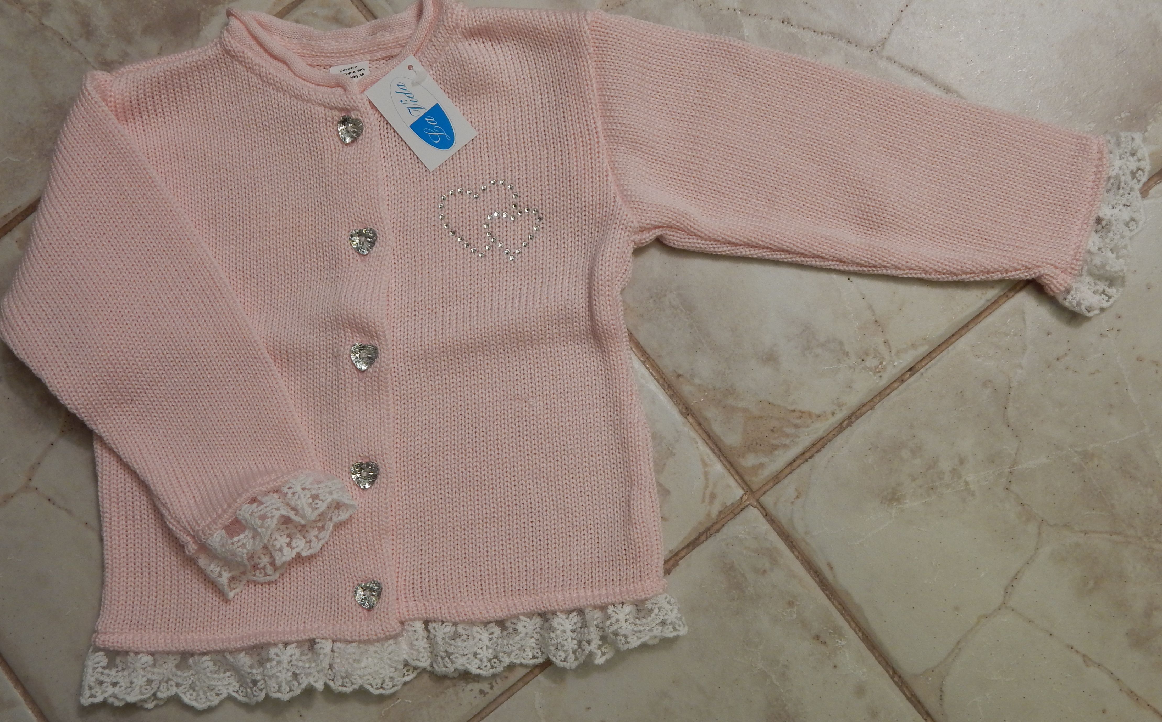 Svetrík JM 517 pink ružová krajka 110