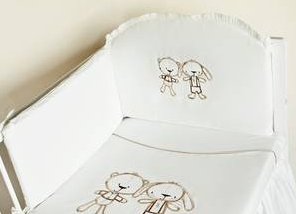 Ochranné hniezdo 180x40 vyšívané Sladké sníčky ecru s hnedou výš