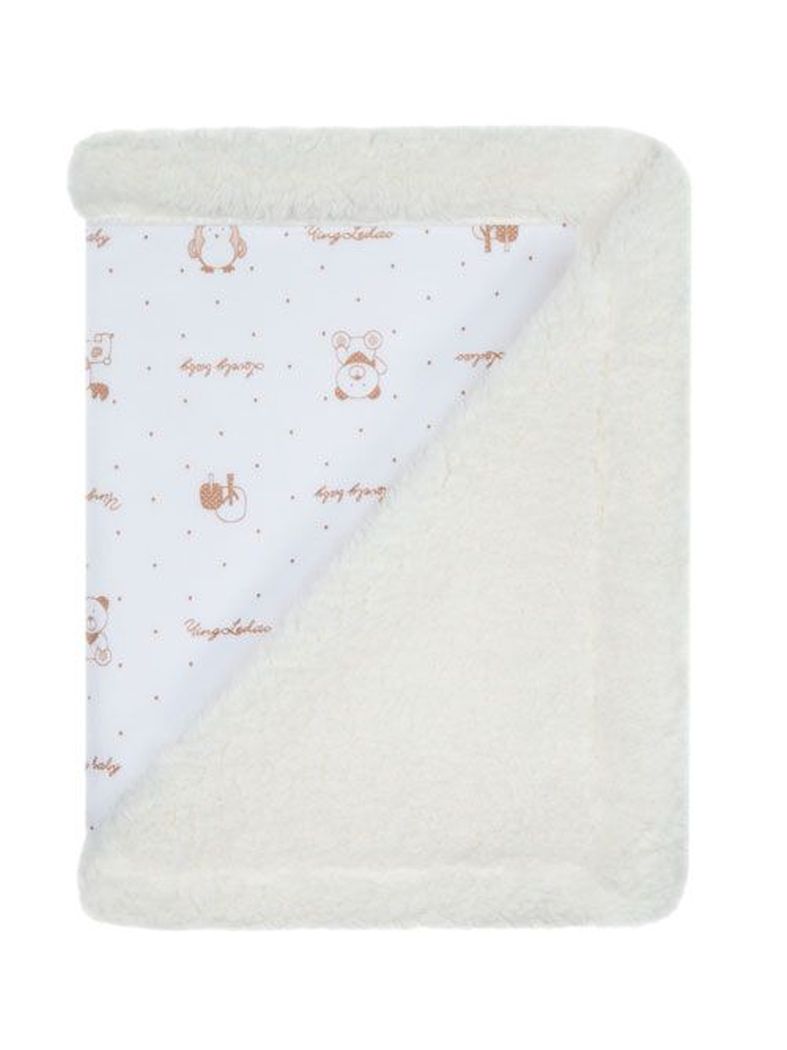 628 75x90 velur potlač + baranček white biela deka