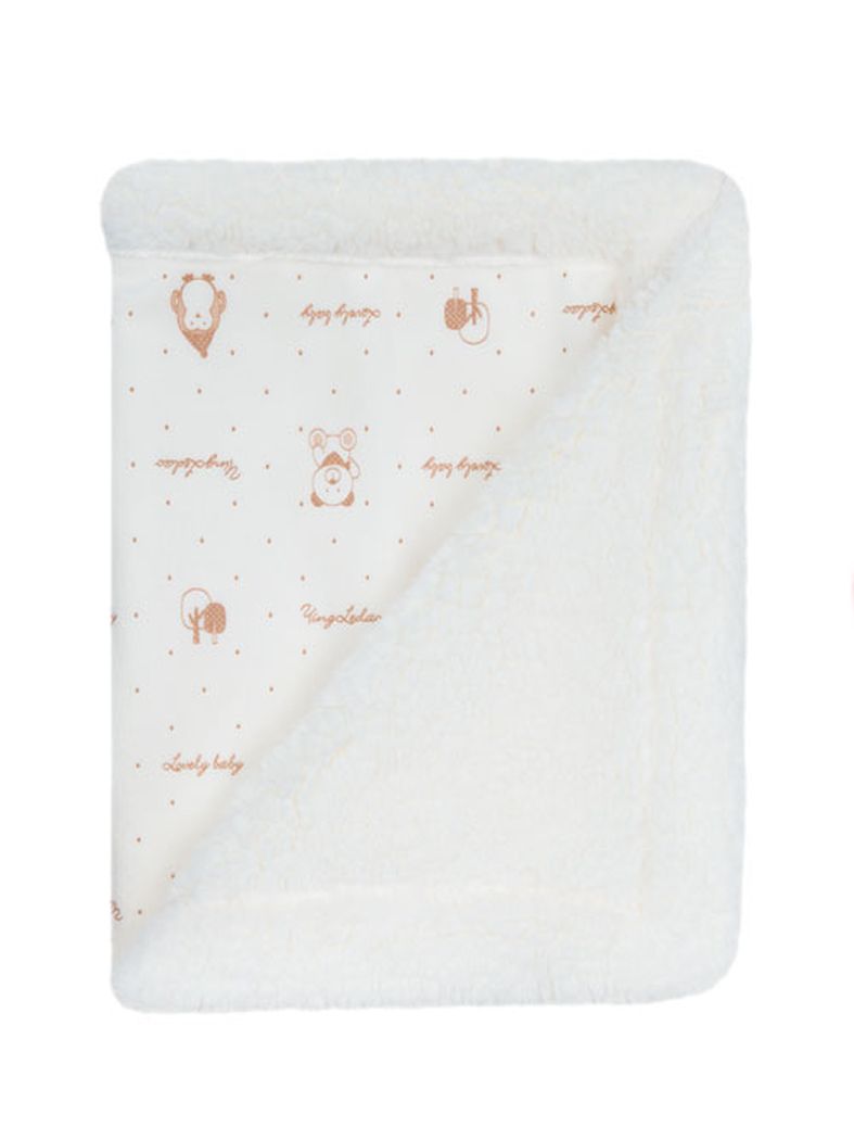 628 75x90 velur potlač + baranček beige béžová deka