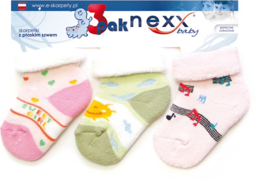 Ponožky bavlnené bezošvé farebné 3-PAK froté S 9-10 dievča