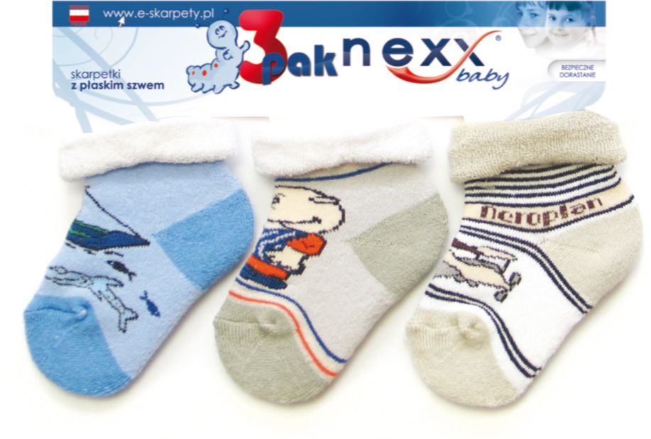 Ponožky bavlnené bezošvé farebné 3-PAK froté 6-12 mes chlapec