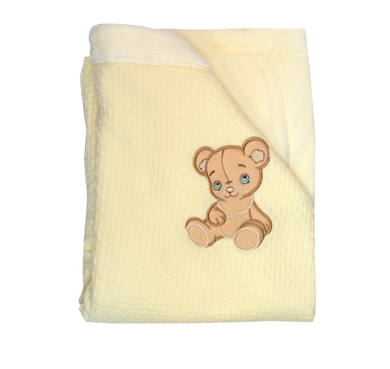 628/1 75x90 velur + bavlna výšivka beige béžová deka