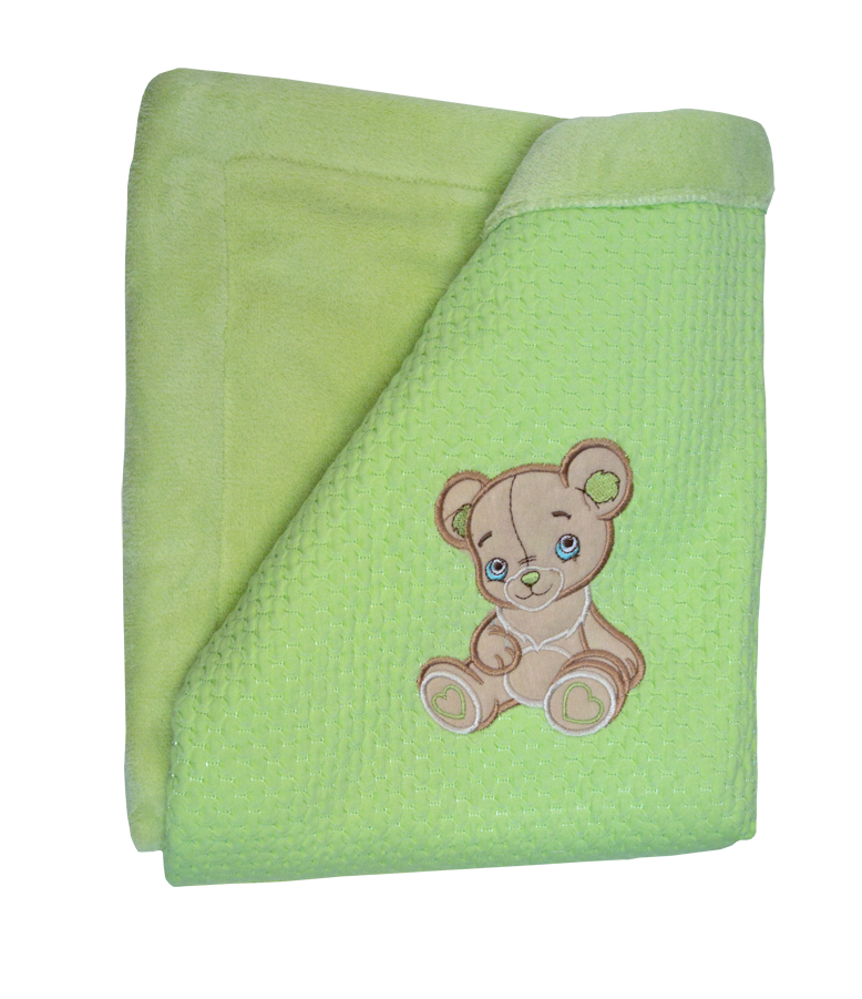 628/1 75x90 velur + bavlna výšivka green zelená deka