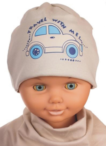 Čiapka WJ-Cz522b Autíčko beige béžová 50 52 54