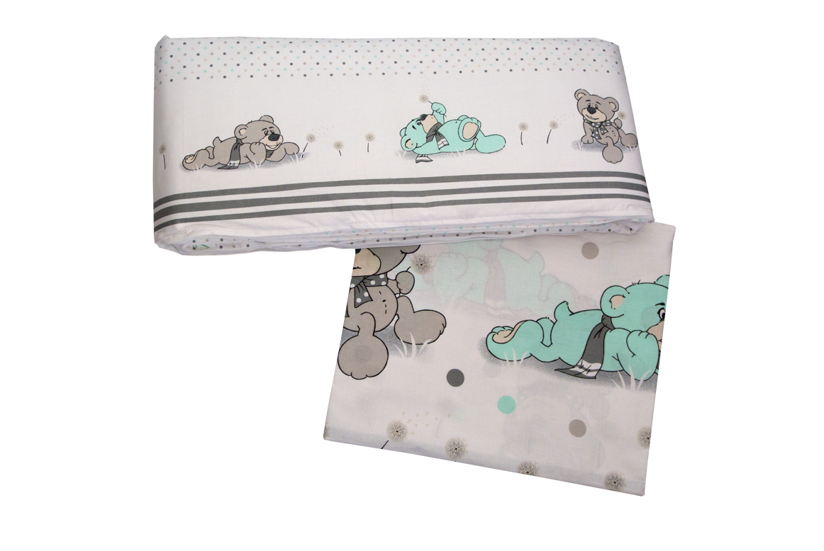 PS 3D 90x130 40x60 180x30 BA potlač grey šedá zelená K macko pup