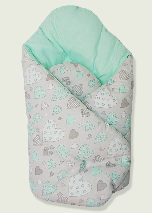 Zavinovačka hladká 80x80 potlač grey šedá green K srdiečko