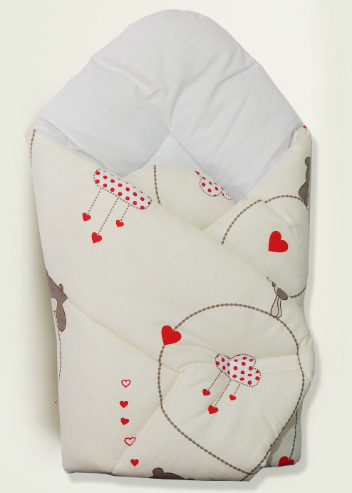 Zavinovačka hladká 80x80 potlač beige béžová K macko srdiečko