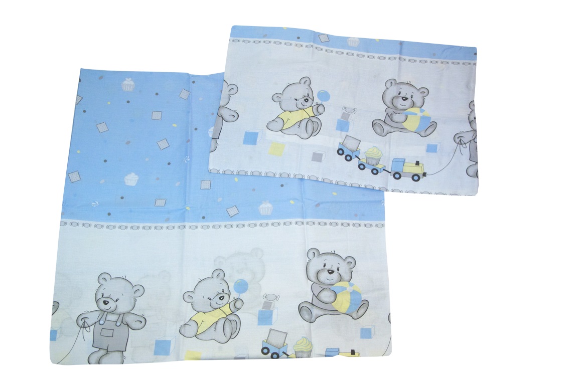 PS 1+1 90x130 40x60 BA potlač grey šedá modrá K macko kocky