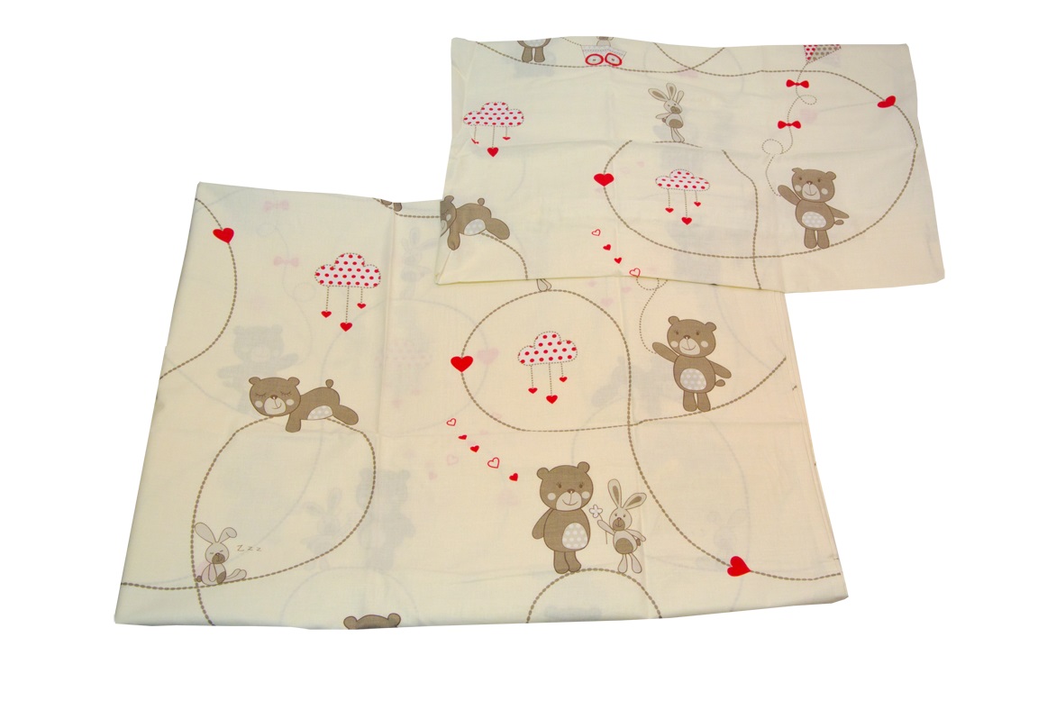 PS 1+1 90x130 40x60 BA potlač beige béžová K macko srdiečko