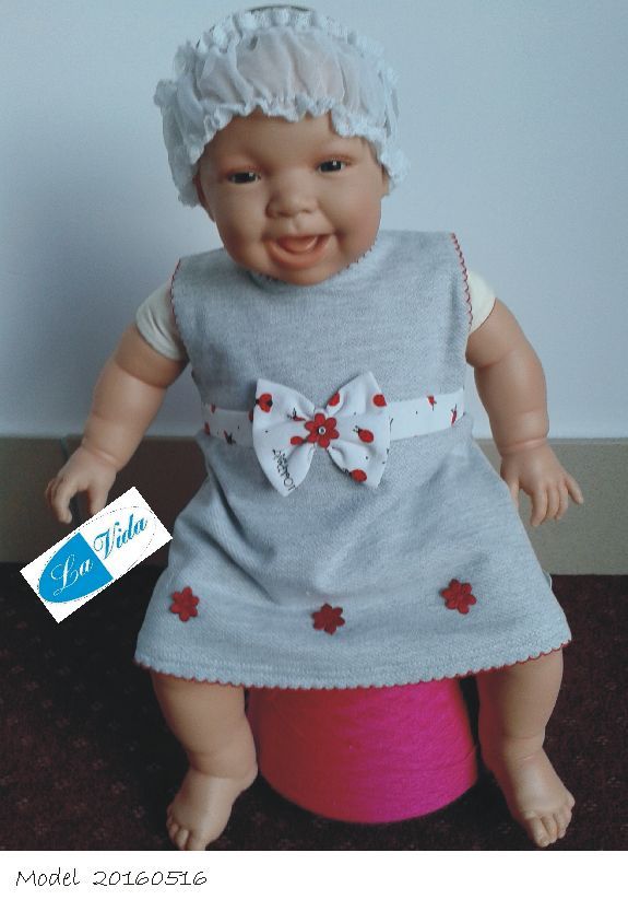 Šaty krátky rukáv RB 0516 grey šedá červené kvetinky 104