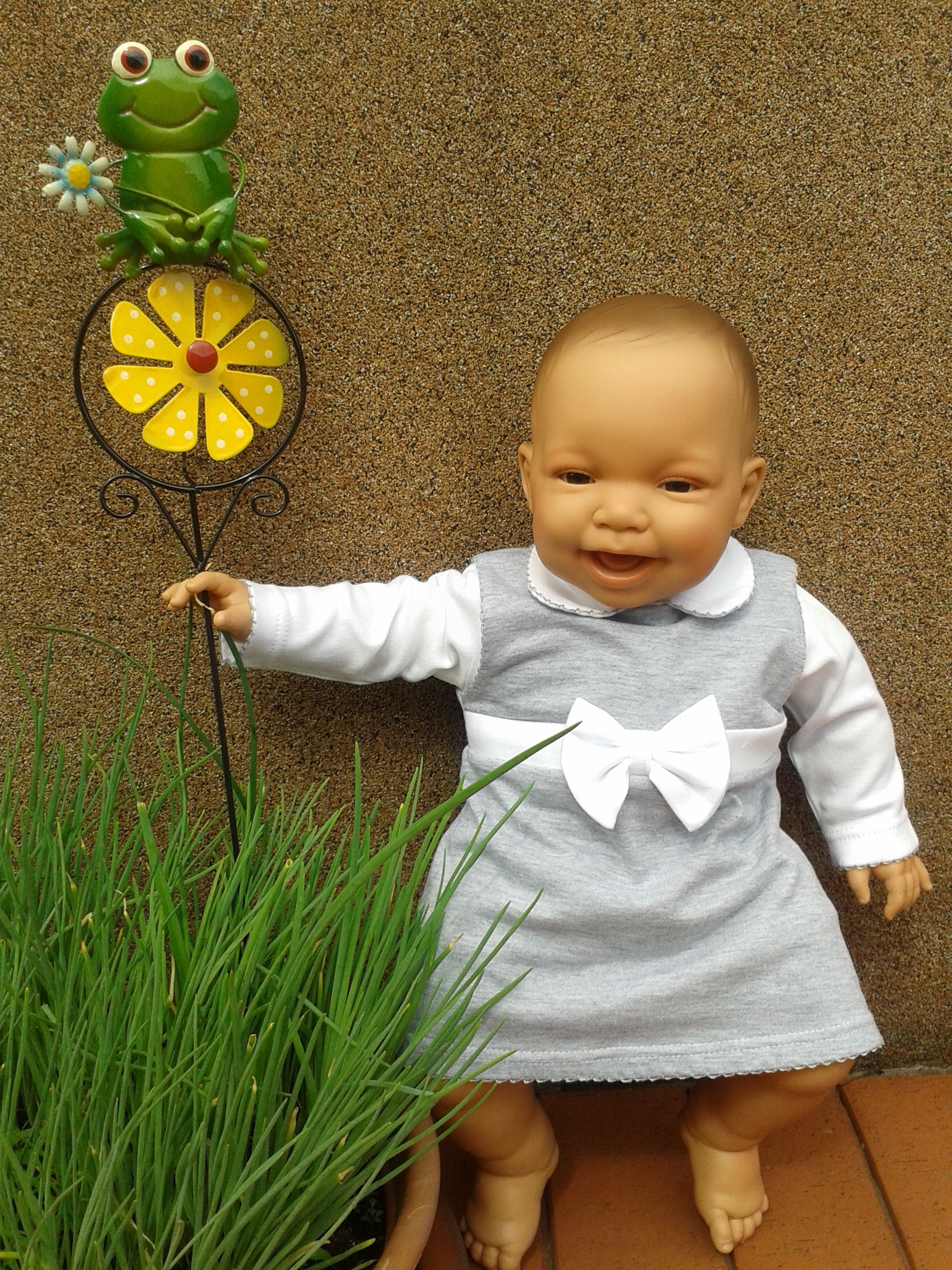 Šaty krátky rukáv RB 037 biele body grey šedá  56