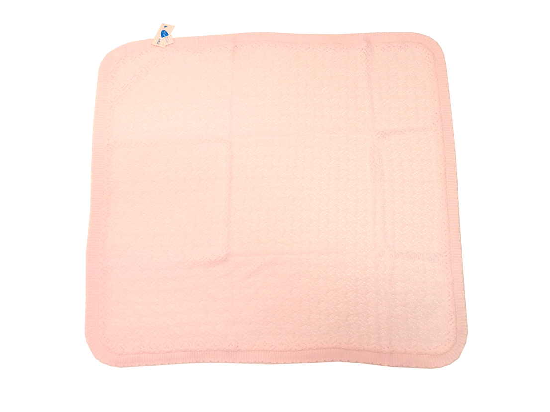 Pled 19 80x90 pink ružová pletená deka ažúrová
