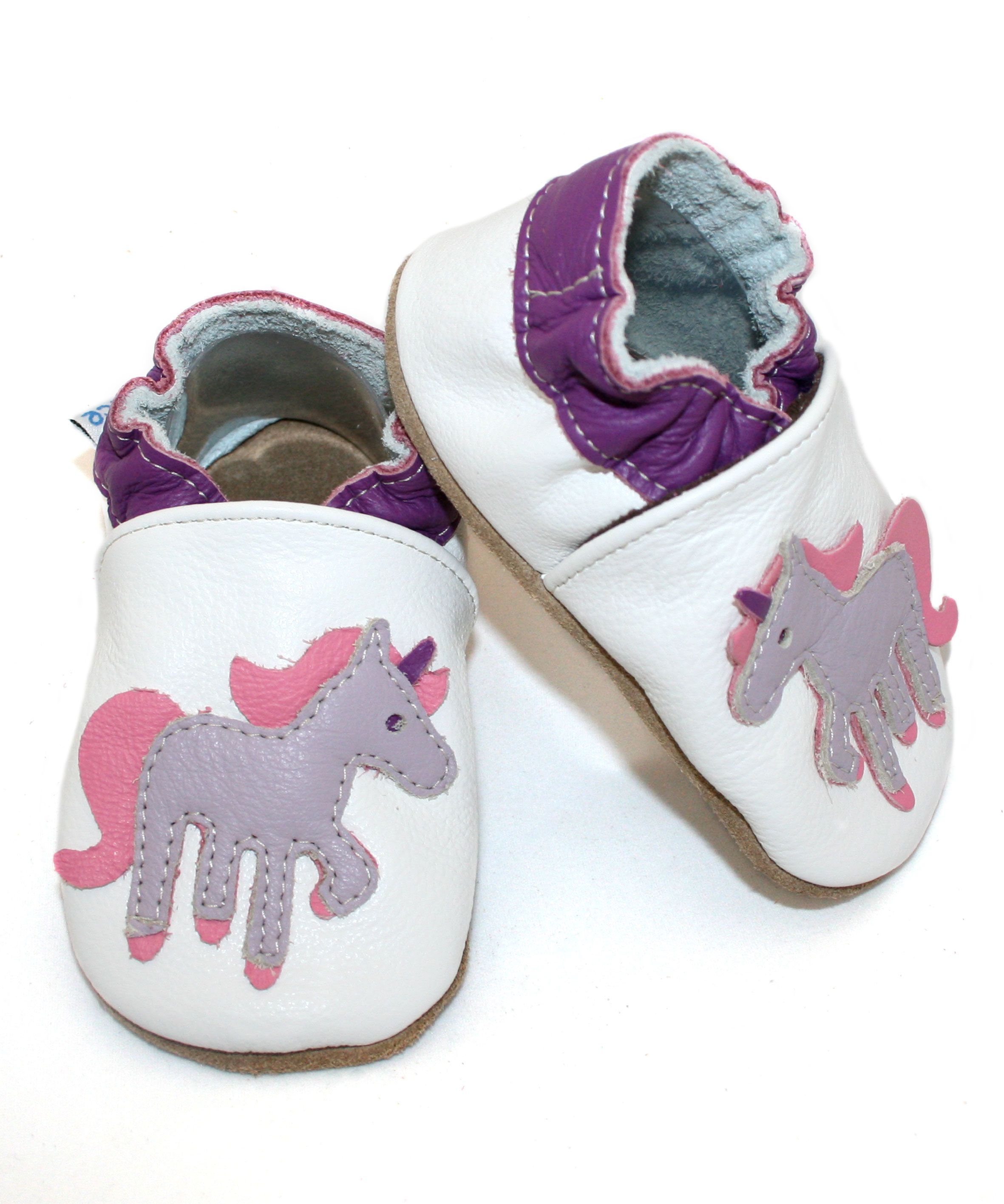 Capačky BA 010 kožené Jednorožec white biela 30/31 6 rokov