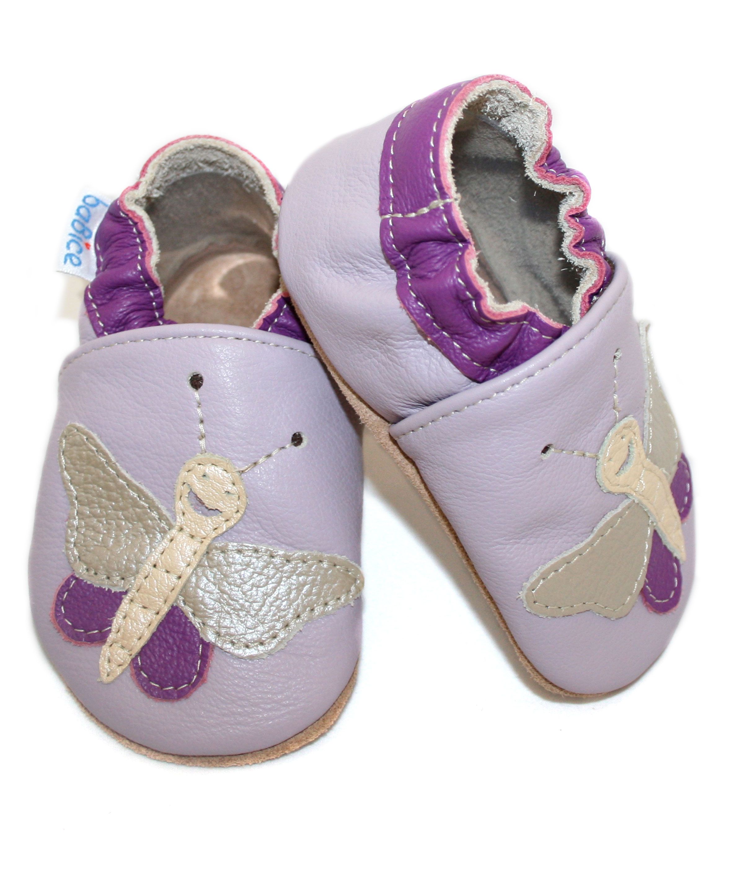 Capačky BA 048 kožené Motýlik lillac fialová 18/19  6-12 mes